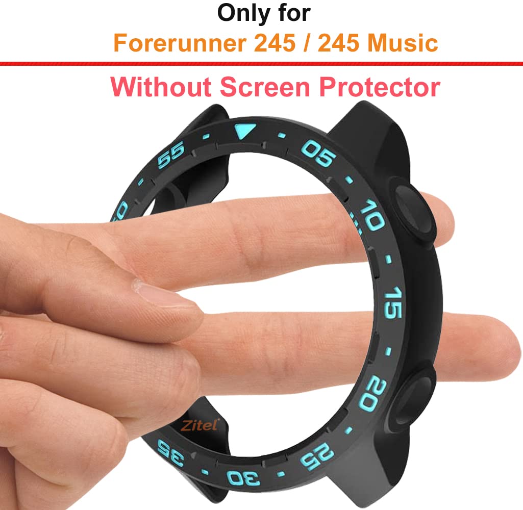 Zitel Case for Garmin Forerunner 245 / 245 Music Bumper Cover - Black-Blue