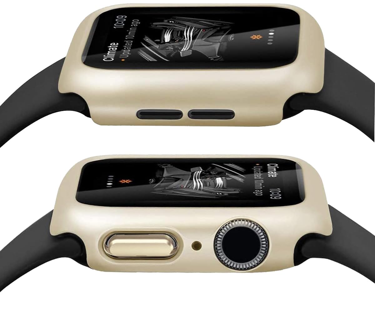 Zitel Case for Apple Watch Series 9 / 8 / 7 41mm Screen Protector Case with Built-in 9H Tempered Glass - Silky Gold