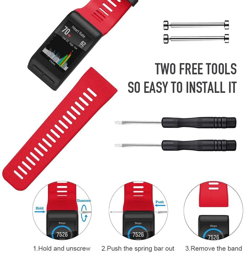Zitel Band for Garmin Vivoactive HR Strap with Adapter Tools - Red