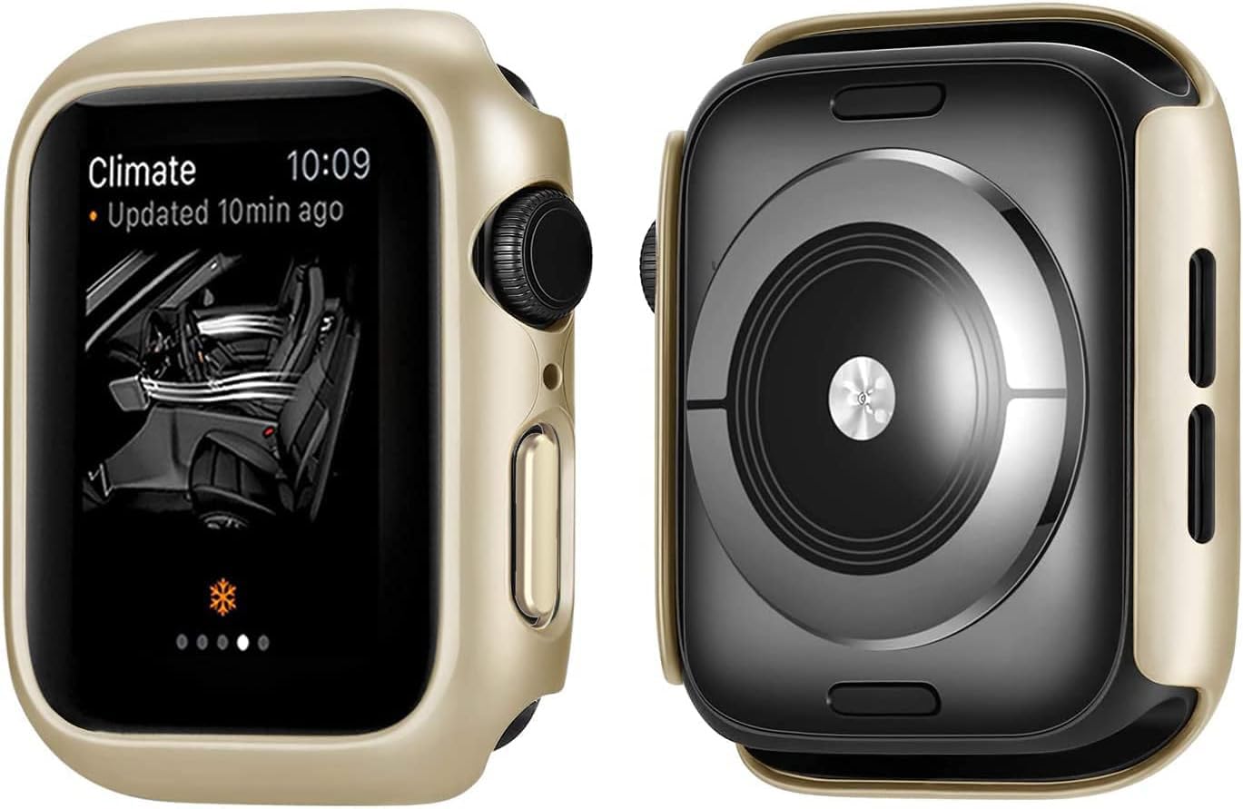 Zitel Case for Apple Watch Series 9 / 8 / 7 41mm Screen Protector Case with Built-in 9H Tempered Glass - Silky Gold