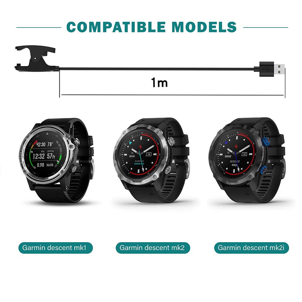 Zitel Charger for Garmin Descent Mk3 Mk3i Mk2 Mk2i Mk2S Mk1, Descent X50i, Descent G1 Solar Charging USB Cable