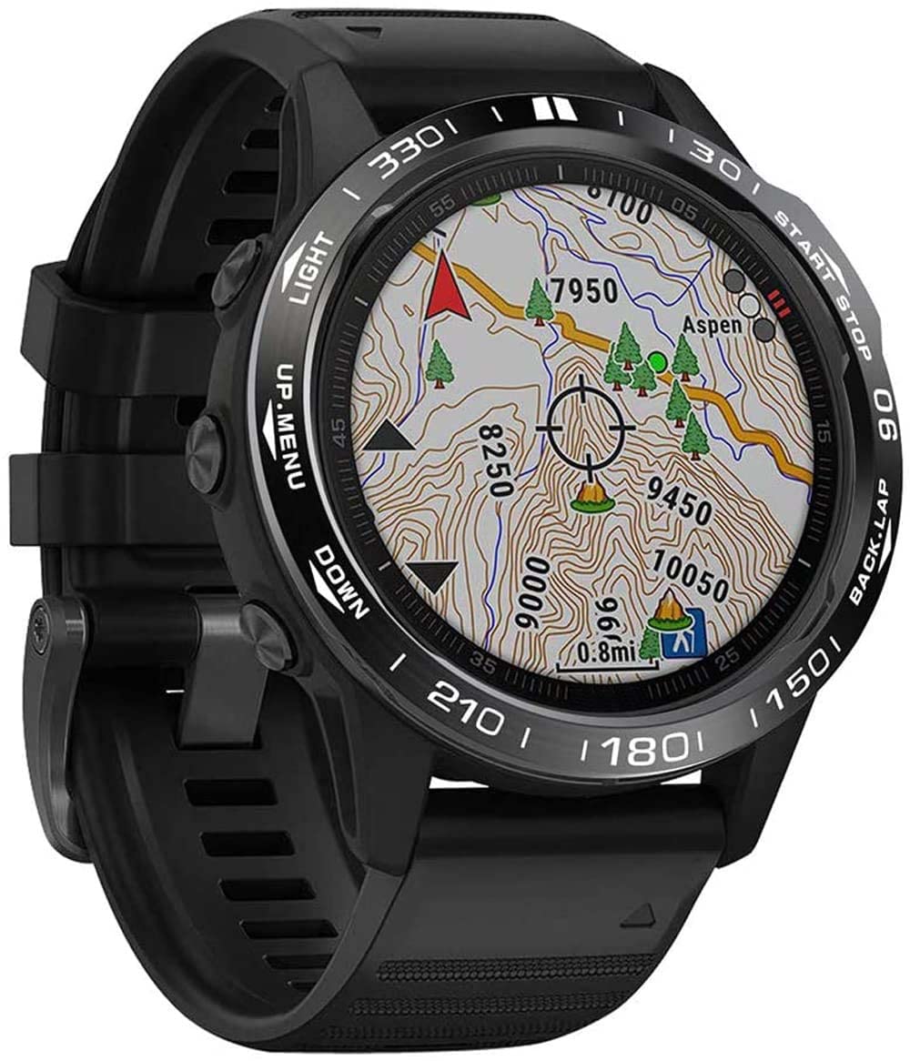 Zitel Bezel Styling for Garmin Fenix 6X / Fenix 6X Pro Bezel Ring Adhesive Cover Stainless Steel Protector - Black