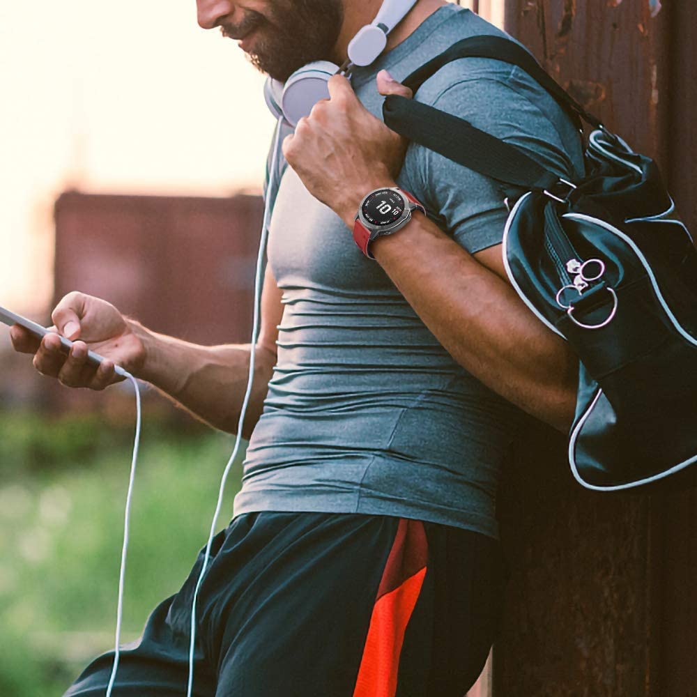 Zitel Band for Garmin Fenix 7X, 6X/6X Pro, 5X/5X Plus, 3/3 HR, 26mm Sport Strap - Red/Black