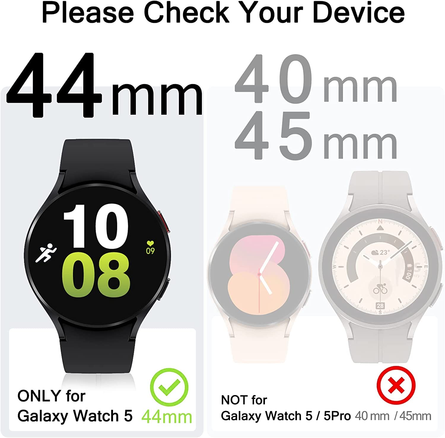 Zitel Hard PC Case for Samsung Watch 5 (44mm) Screen Protector Case with Built-in Tempered Glass