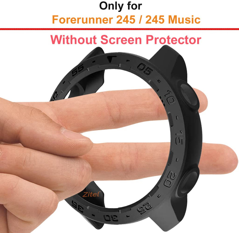 Zitel Case for Garmin Forerunner 245 / 245 Music Bumper Cover - Black