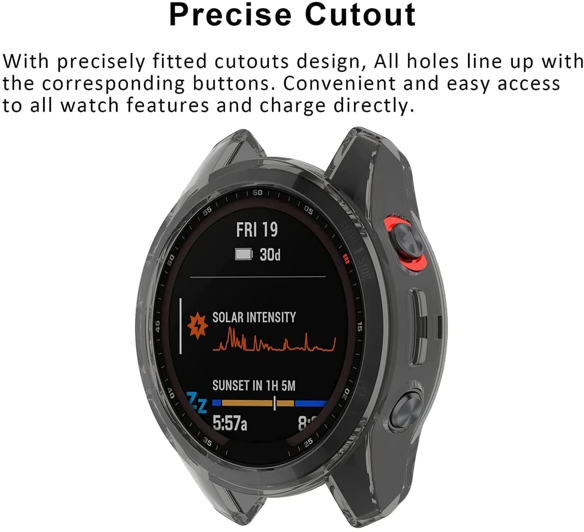 Zitel Case for Garmin Fenix 7S / Fenix 7S Solar Bumper Cover (Not for Fenix 7X / Fenix 7) - Black Tint