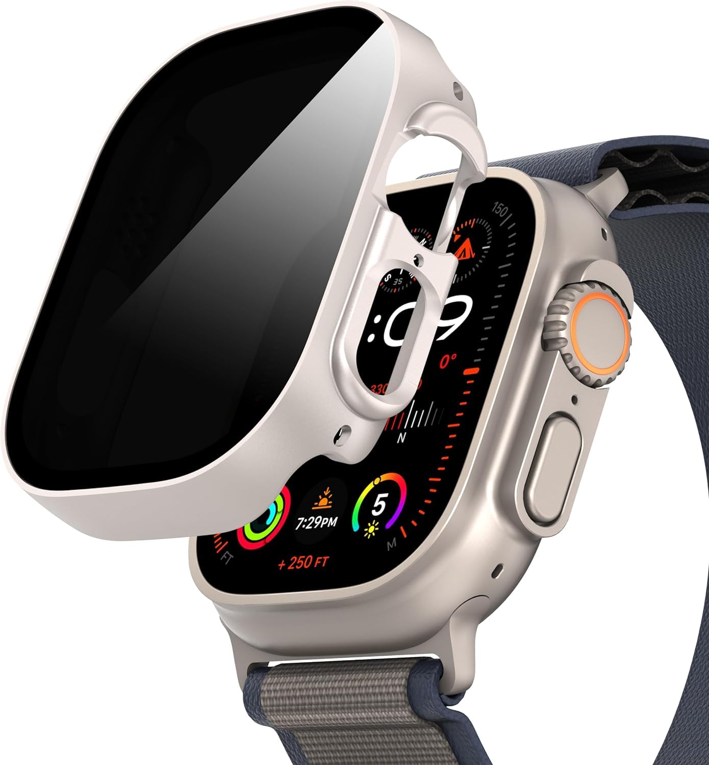 Zitel Privacy Screen Protector Case for Apple Watch Ultra 2 / Ultra 49mm - Starlight