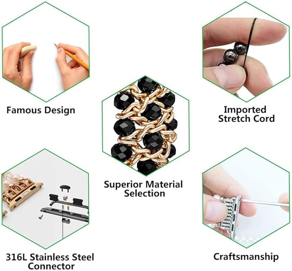 Zitel Band for Apple Watch 42mm(Series 10) 41mm 40mm 38mm Beaded Strap for Women Girls - Blue