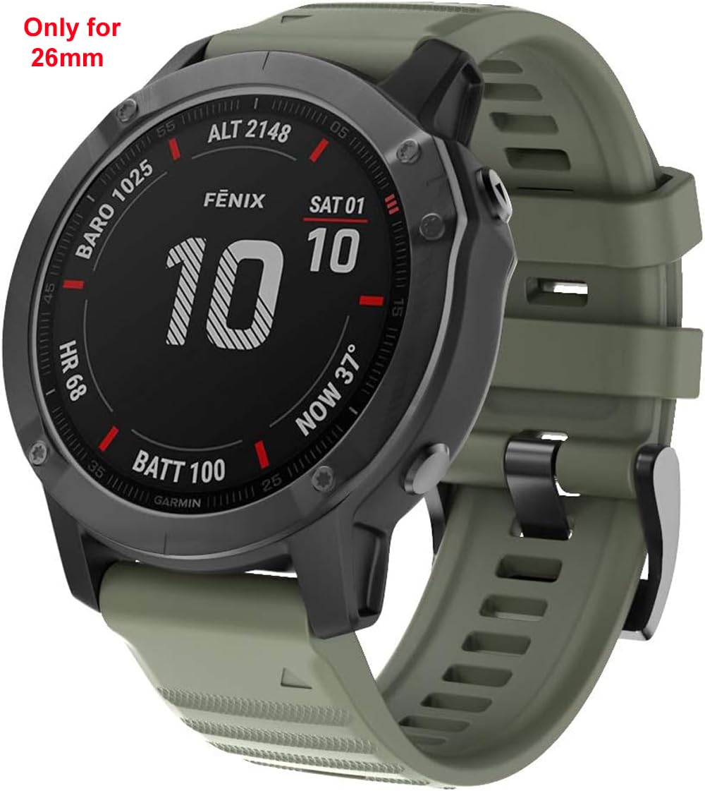 Zitel Band for Fenix 8 51mm, 7X/7X Pro, 6X/6X Pro, 5X/5X Plus, 3/3 HR, Descent MK1, Enduro, 26mm Sport Strap - Army Green