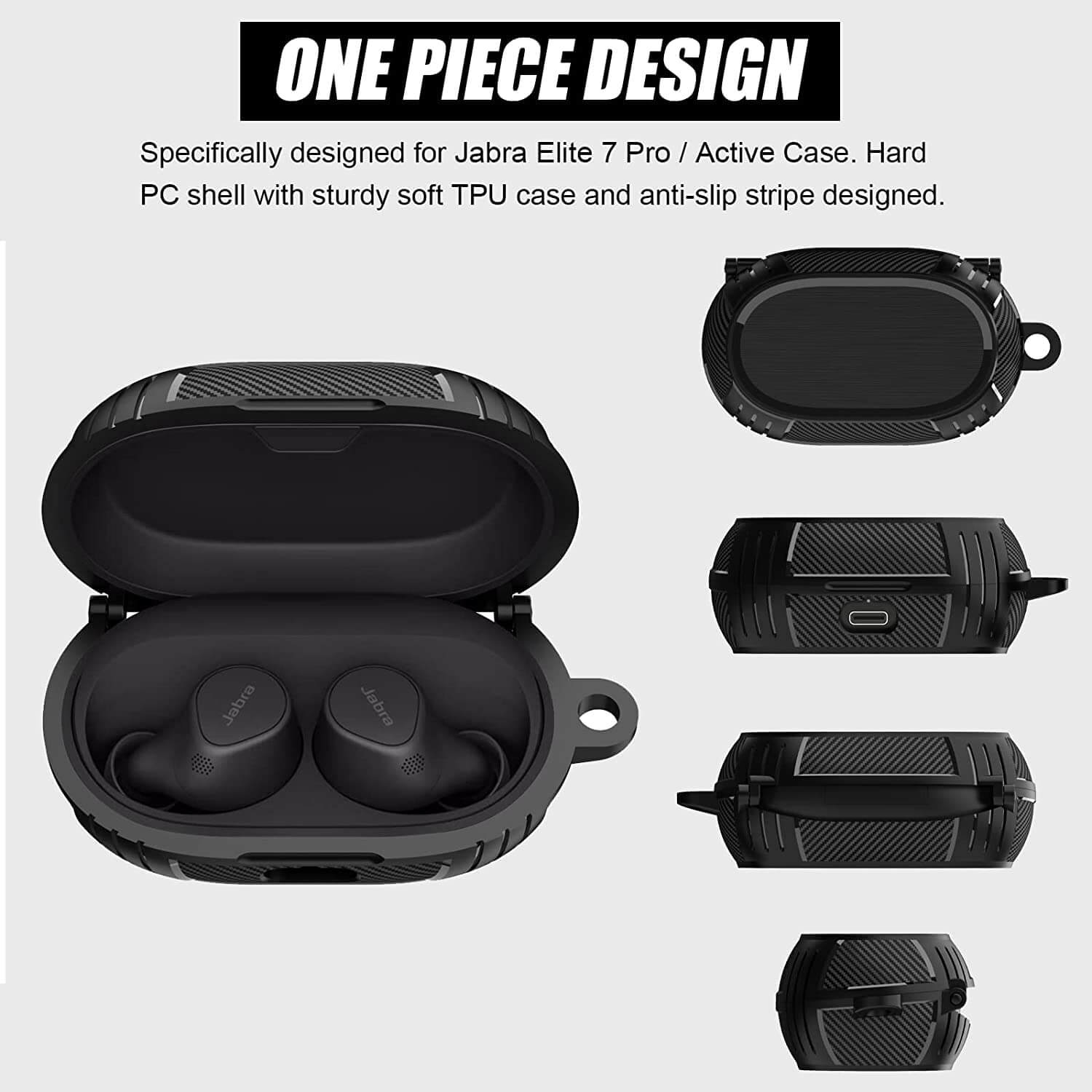 Zitel Case for Jabra Elite 7 Pro Earbuds / Elite 7 Active Case - Black