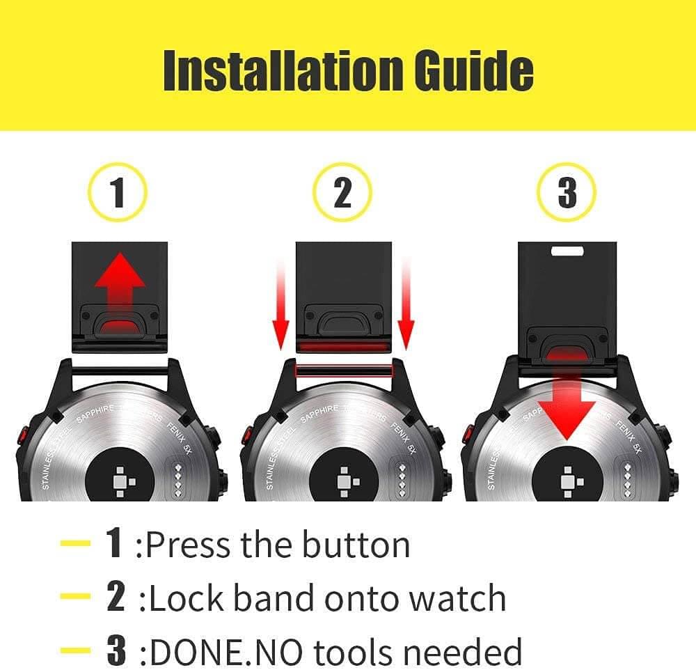 Zitel Band for Garmin Fenix 8 47mm, 7/7 Pro, 6/6 Pro, 5/5 Plus, Epix Pro/Gen 2 47mm, Forerunner 965/955/945/935, 22mm Straps - Black