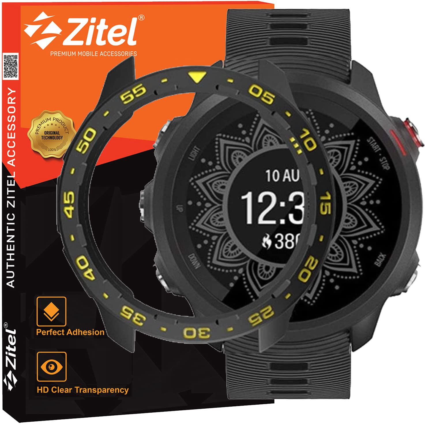 Zitel Case for Garmin Forerunner 245 / 245 Music Bumper Cover - Black-Yellow