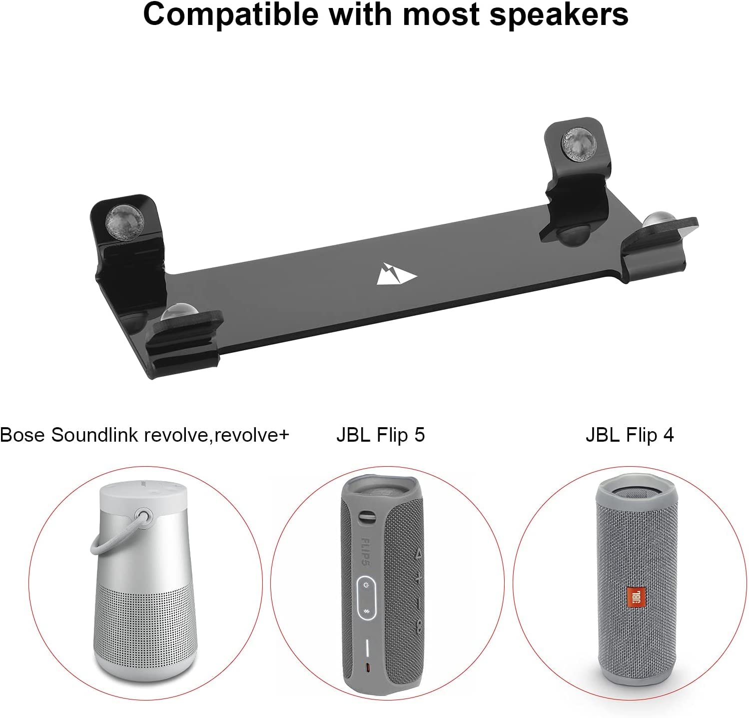 Zitel Desktop Stand for JBL Flip 4 / Flip 5 / Flip 6, Acrylic Bluetooth Speaker Table Stand Holder for Cylindrical Speakers (Black)