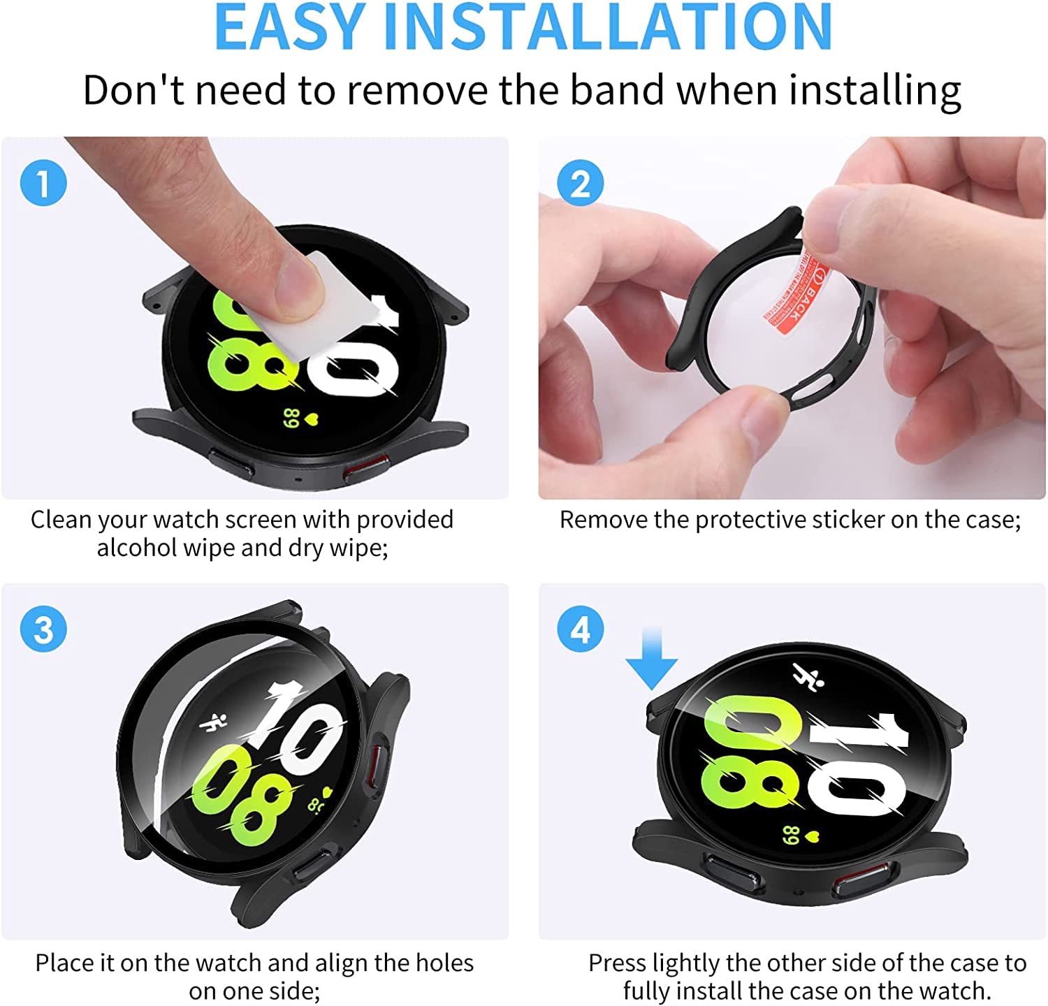 Zitel Hard PC Case for Samsung Watch 5 (44mm) Screen Protector Case with Built-in Tempered Glass