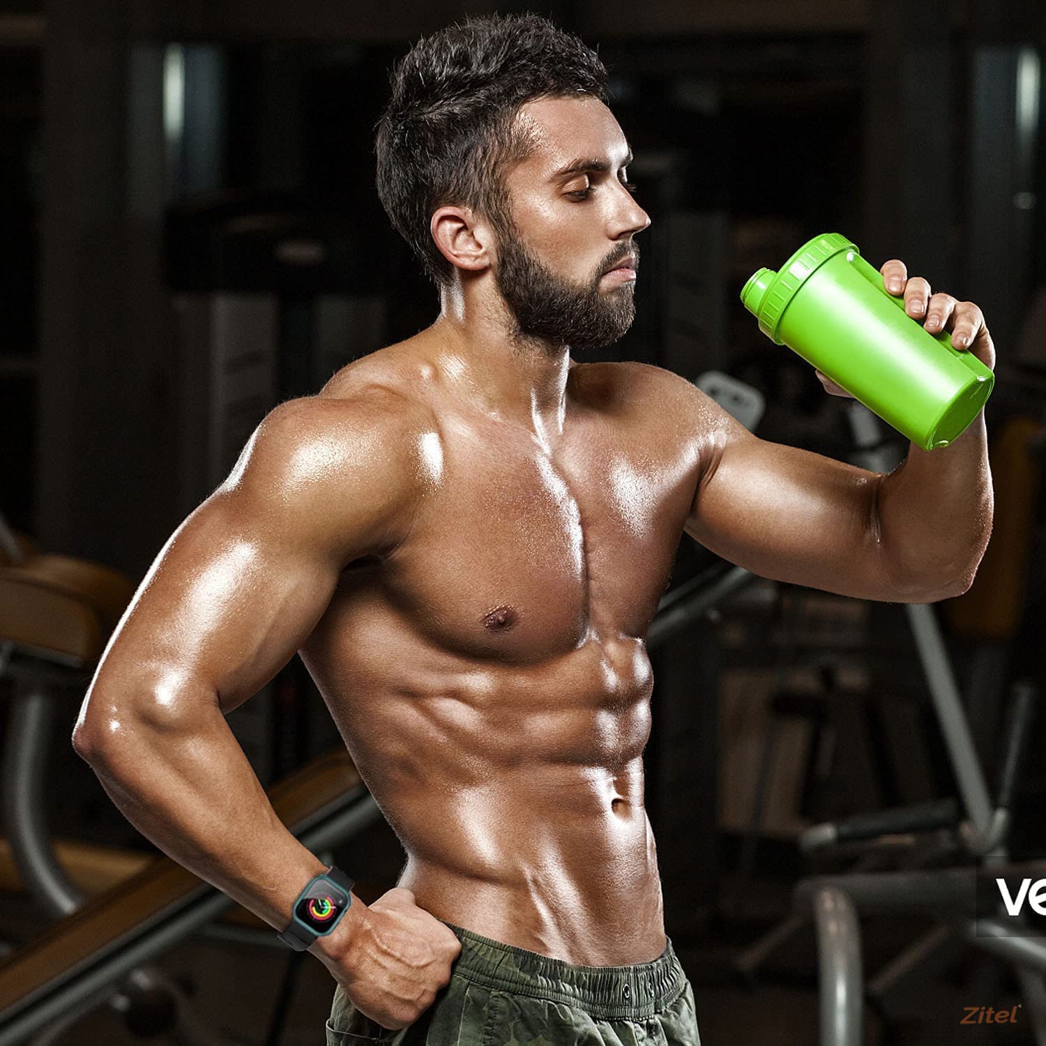 Zitel Rugged Case for Apple Watch Series 9 / 8 / 7 41mm Screen Protector Case with Built-in 9H Tempered Glass - Green