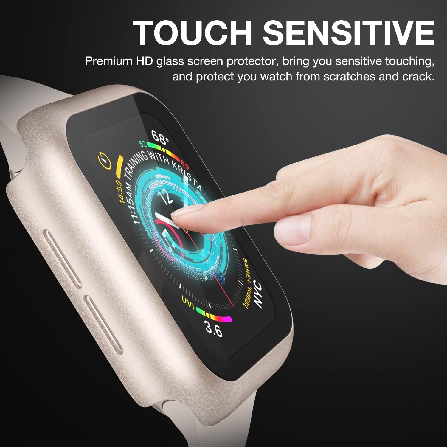 Zitel Case for Apple Watch 40mm SE3/SE2/SE, Series 6/5/4 with Built-in Screen Protector - Starlight