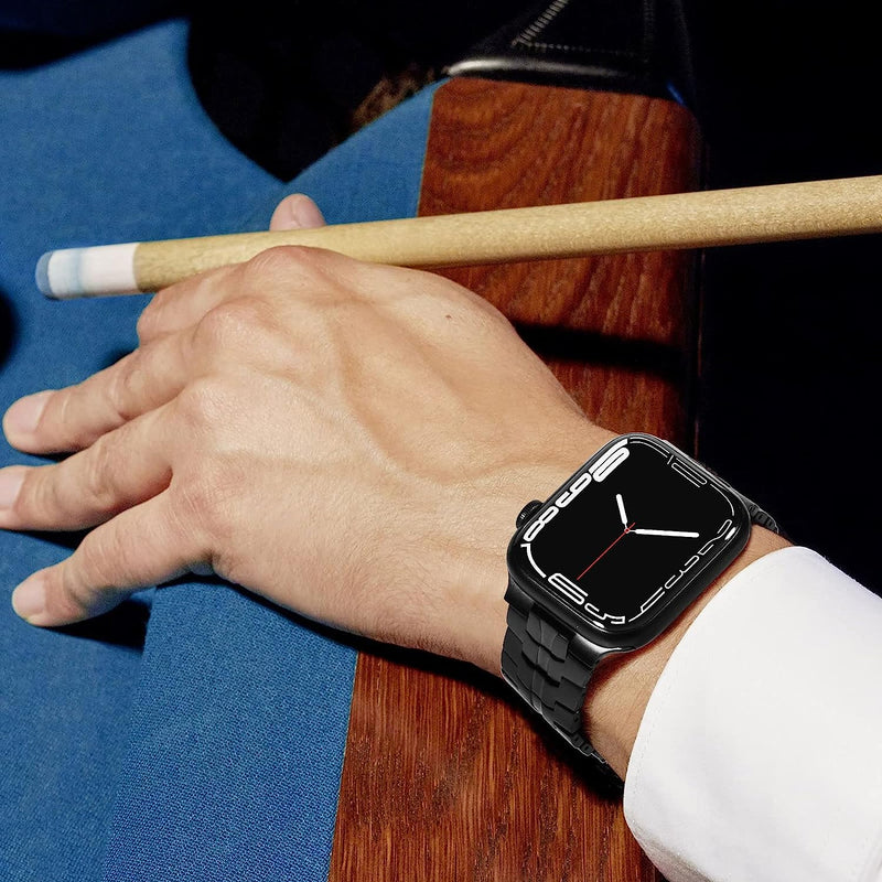 Zitel Stainless Steel Straps for Apple Watch Metal Bands for Men Ultra2 / Ultra 49mm, 45mm, 44mm, 42mm Series 9 | 8 | 7 | 6 | 5 | 4 | 3 | 2 | 1 | SE2 - Black
