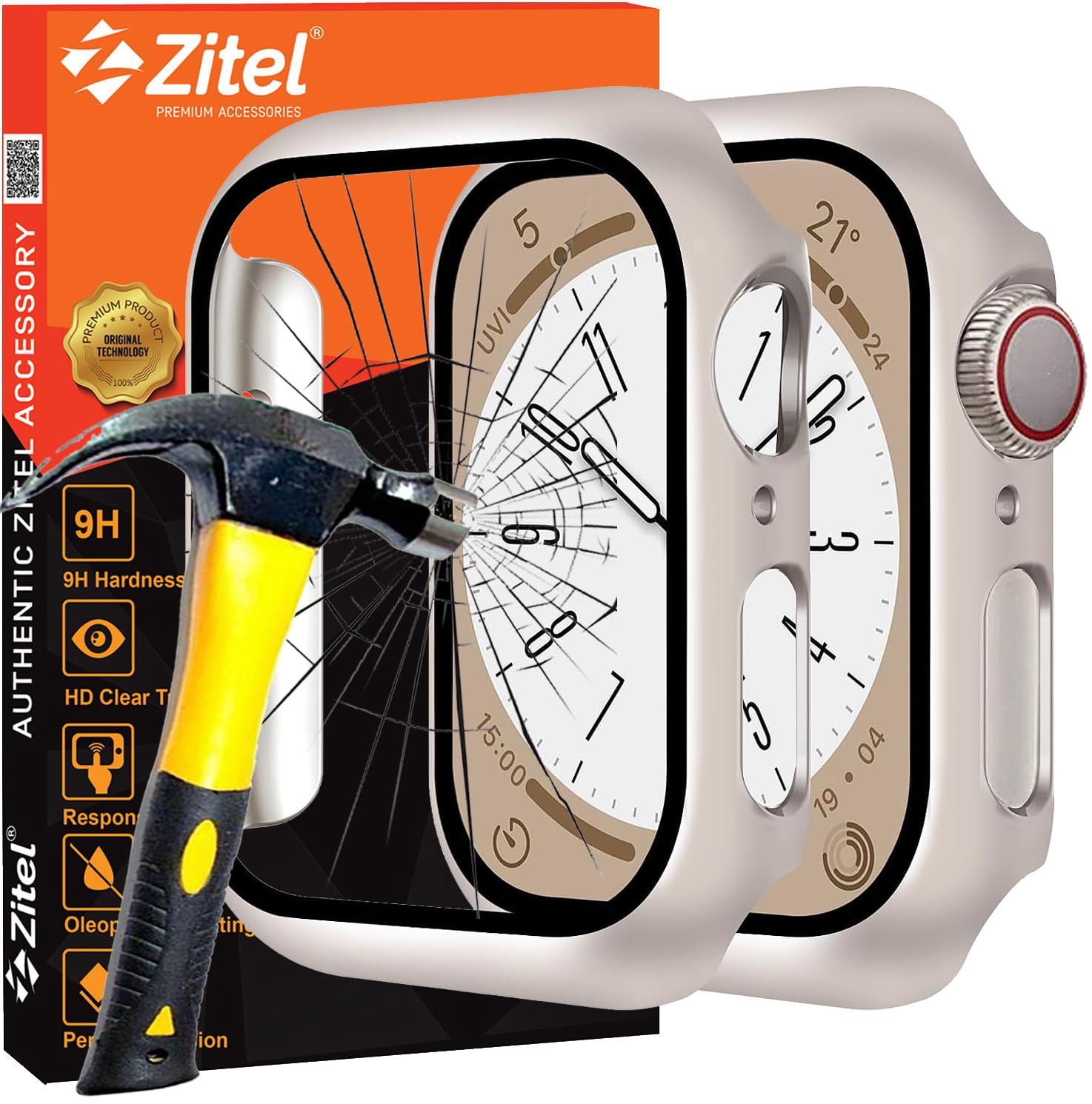 Zitel Case for Apple Watch 40mm SE3/SE2/SE, Series 6/5/4 with Built-in Screen Protector - Starlight
