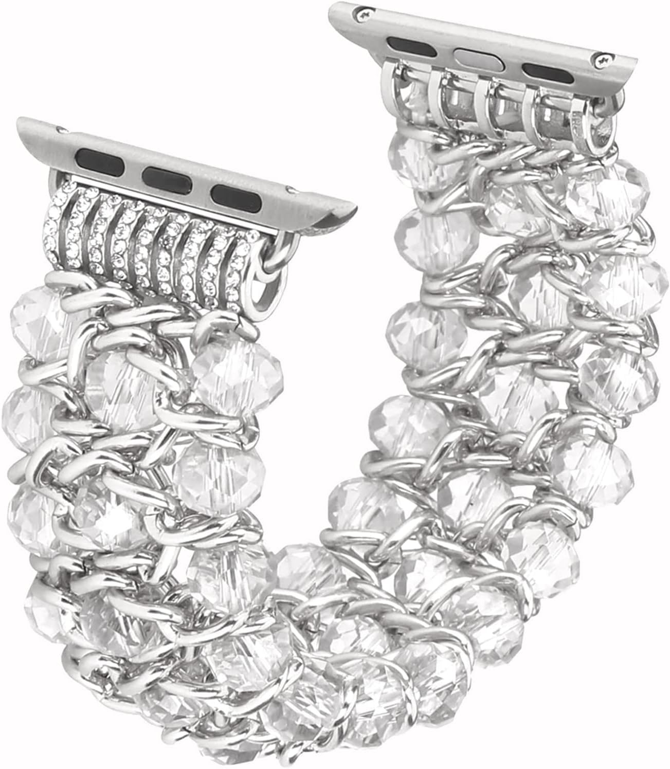 Zitel Band for Apple Watch 42mm(Series 10) 41mm 40mm 38mm Beaded Strap for Women Girls - Clear