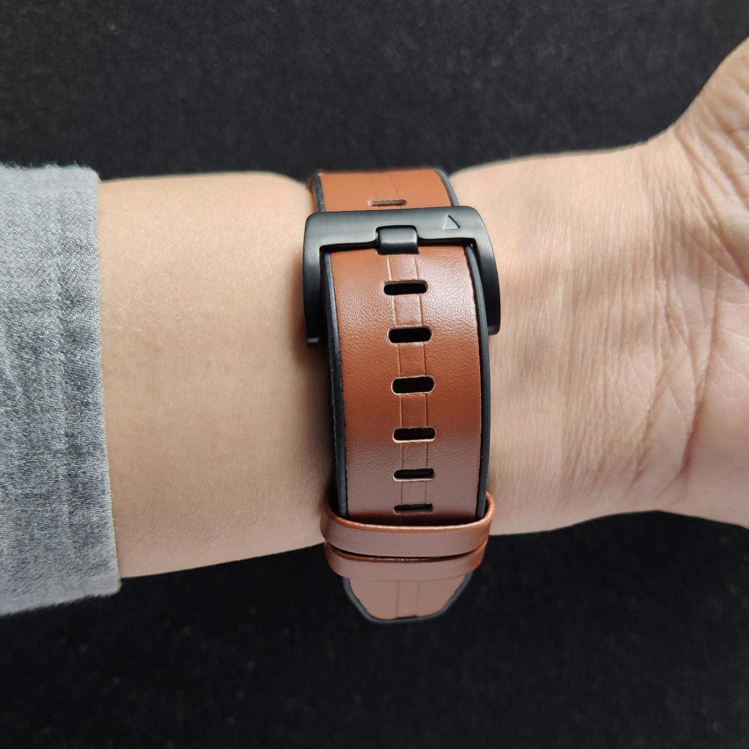 Zitel Band for Fenix 8 51mm, 7X/7X Pro, 6X/6X Pro, 5X/5X Plus, 3/3 HR, Descent MK1, Enduro, Leather Integrated Silicone Strap 26mm - Brown