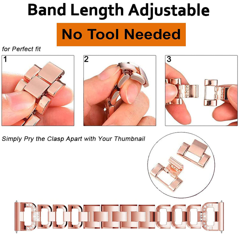 Zitel Band for Samsung Watch 4 Straps 40/44mm, Watch 4 Classic 42/46mm, Active 2 40/44mm, Gear S2 Classic, 20mm Straps - Rose Gold