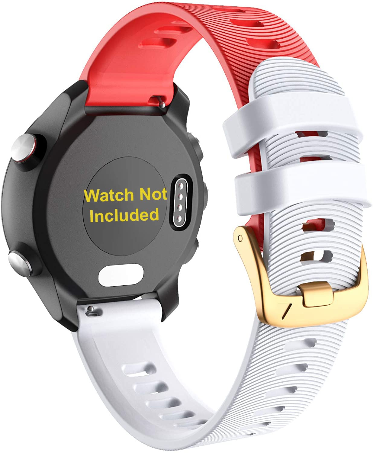 Zitel Bands for Garmin Forerunner 165/245/645, 55/158, Vivoactive 6/5/3/3S, Venu Sq/Sq 2, Venu 2 Plus, 20mm - Red/White