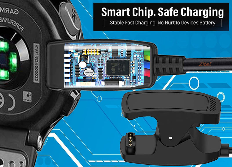 Zitel Charger for Garmin Descent Mk1, Mk2, Mk2i, Mk2S, Descent G1, G1 Solar Charging USB Cable 100cm