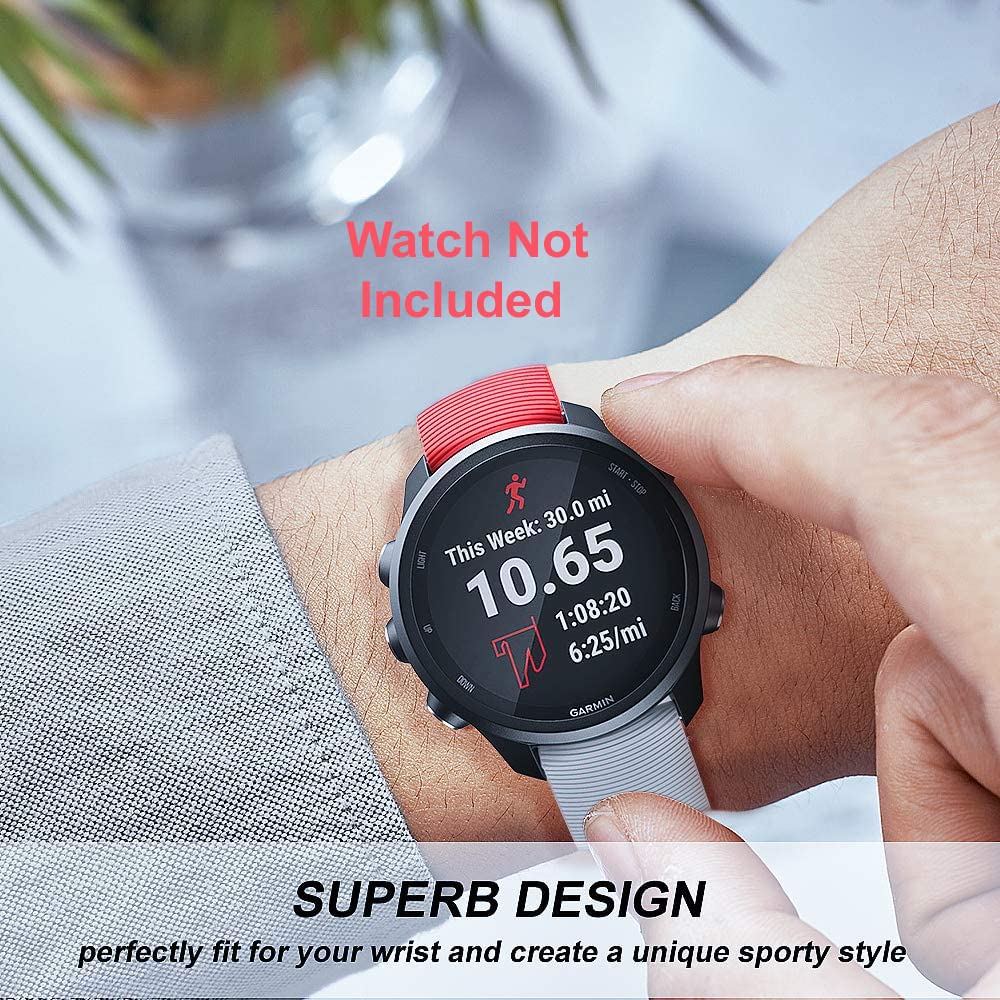 Zitel Bands for Garmin Forerunner 165/245/645, 55/158, Vivoactive 6/5/3/3S, Venu Sq/Sq 2, Venu 2 Plus, 20mm - Red/White