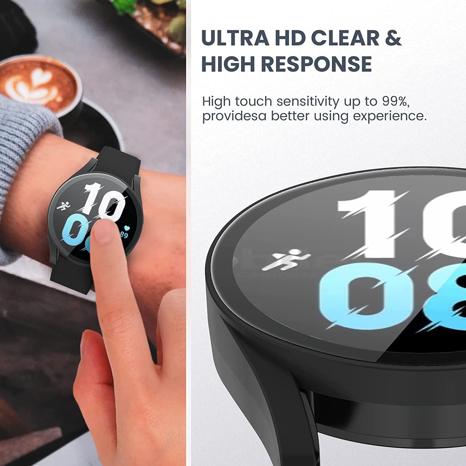 Zitel Hard PC Case for Samsung Watch 5 (44mm) Screen Protector Case with Built-in Tempered Glass