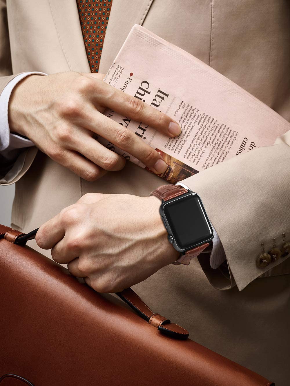 Zitel Leather Bands for Apple Watch Straps 49mm 46mm 45mm 44mm, Series 10 9 8 7 6 5 4 3 2 1 SE - Retro Brown