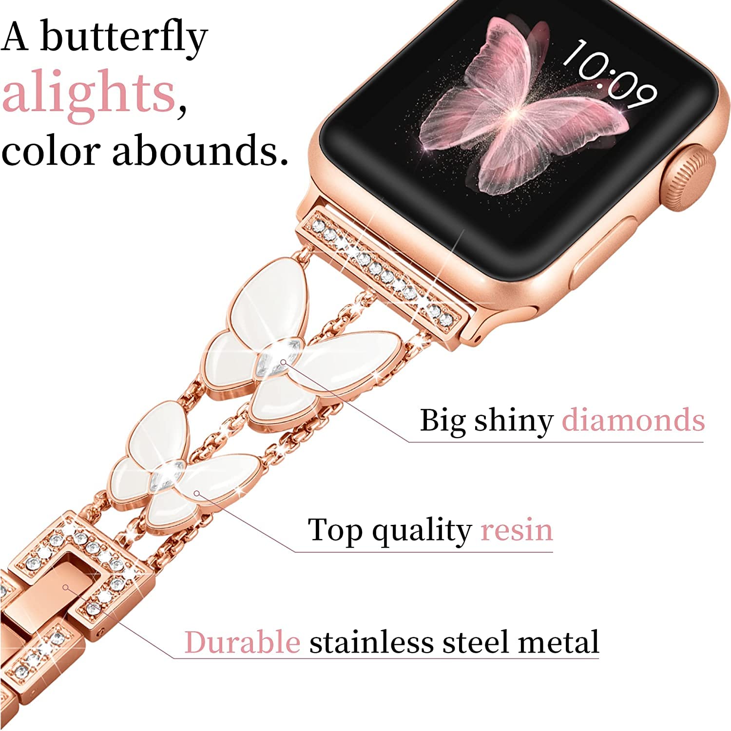 Zitel Band for Apple Watch Straps for Women Girls 42mm(Series 10) 41mm 40mm Series 10 9 8 7 6 5 4 3 2 1 SE - Rose Gold