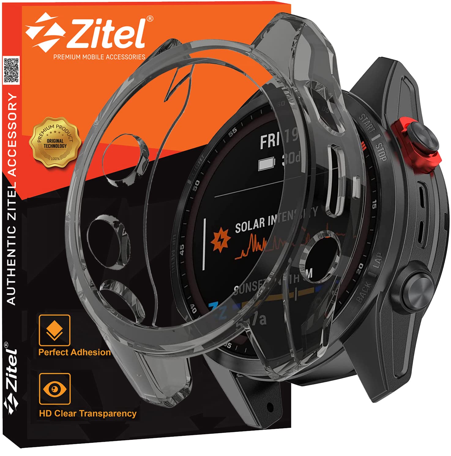 Zitel Case for Garmin Fenix 7S / Fenix 7S Solar Bumper Cover (Not for Fenix 7X / Fenix 7) - Black Tint