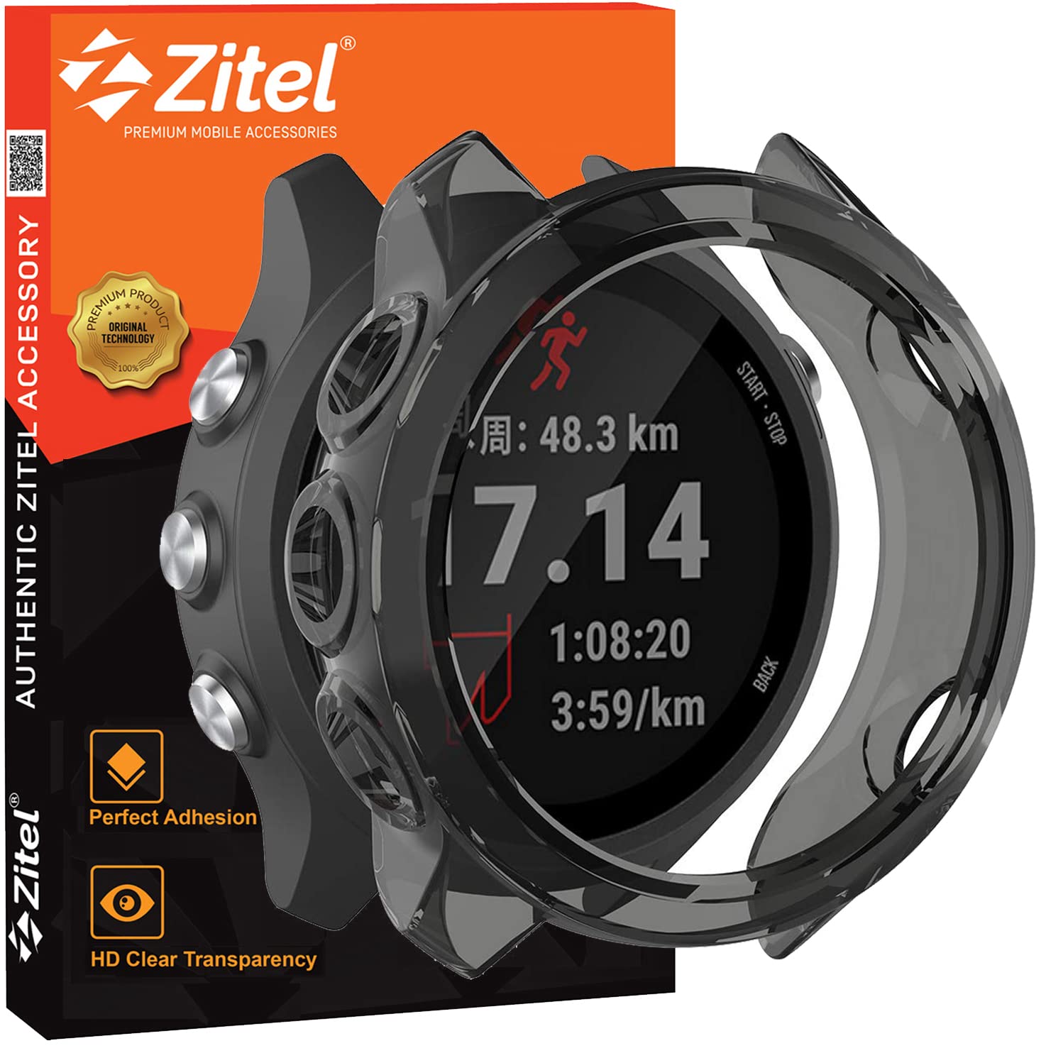 Zitel Case for Garmin Forerunner 245 / 245 Music Bumper Cover - Black Tint