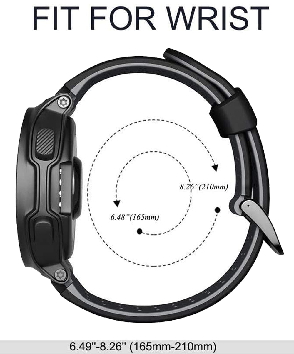 Zitel Band for Garmin Forerunner 735XT, 220, 230, 235, 235 Lite, 620, 630, Approach S20,S6,S5, Silicone Strap - Black