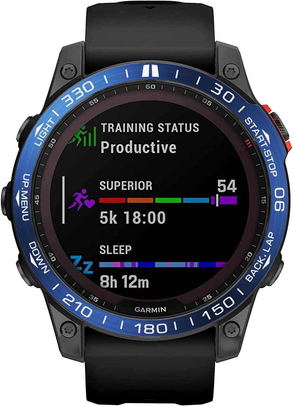 Zitel Bezel Styling for Garmin Fenix 7X Bezel Ring Adhesive Cover Stainless Steel Protector - Blue