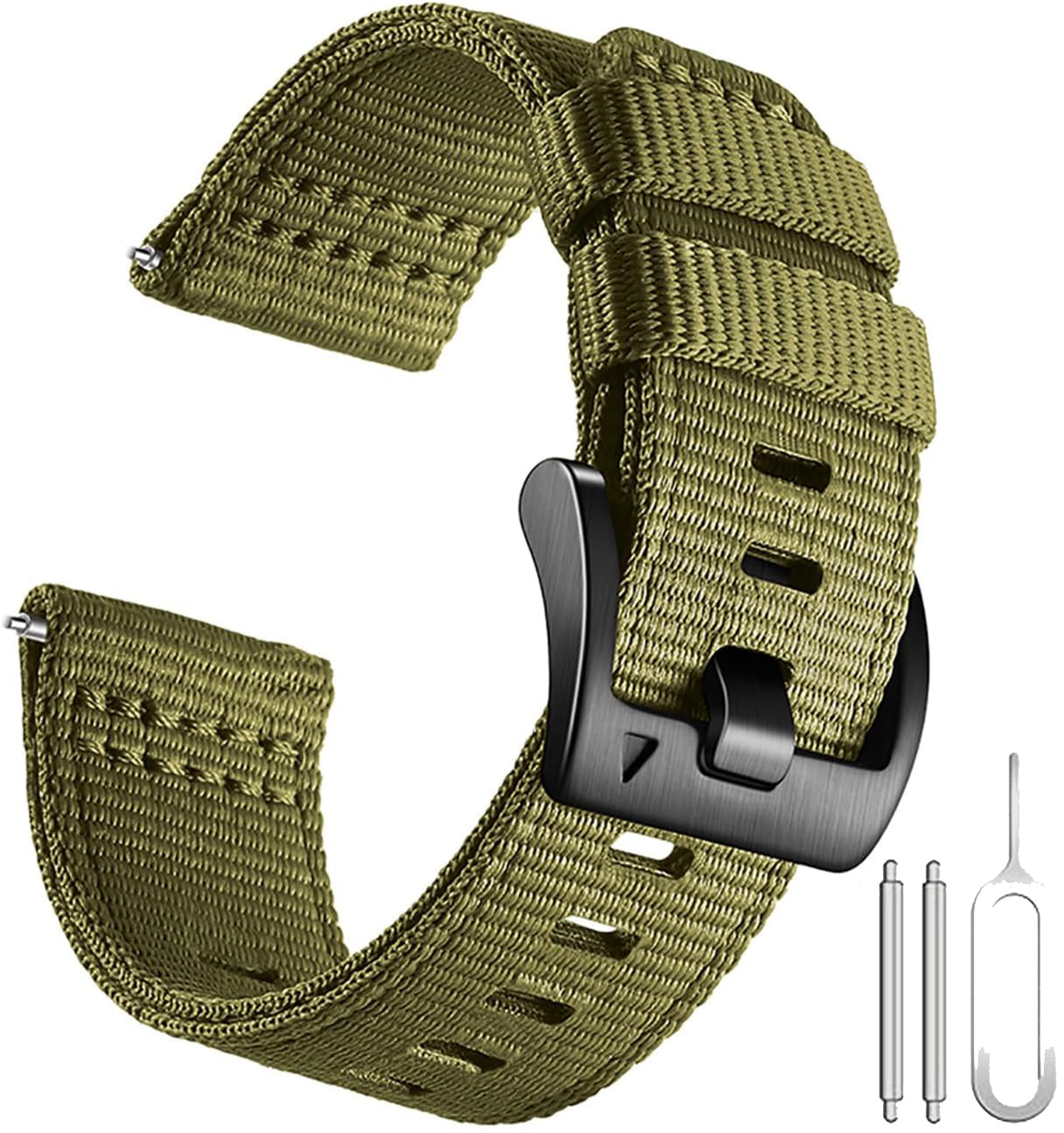 Zitel Band for Garmin Instinct 2 / Instinct 3 45mm - 22mm wide Rugged Nylon Strap - Military Green