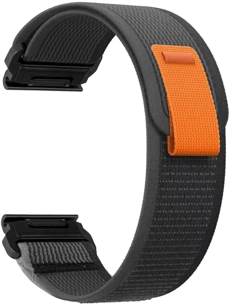 Zitel Band for Garmin Fenix 7/7 Solar, Fenix 6/6 Pro, Fenix 5/5 Plus, Epix Gen 2, new Forerunner 965/955/945/935 Nylon 22mm Sports Strap - Black/Grey