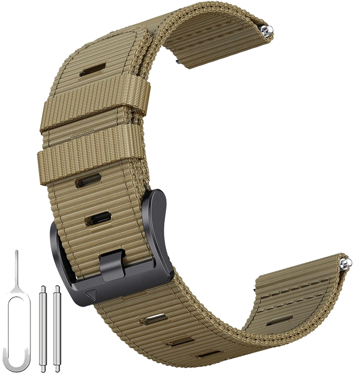 Zitel Band for Garmin Instinct 3 50mm, Instinct 2X - 26mm wide Rugged Nylon Sports Strap - Khaki