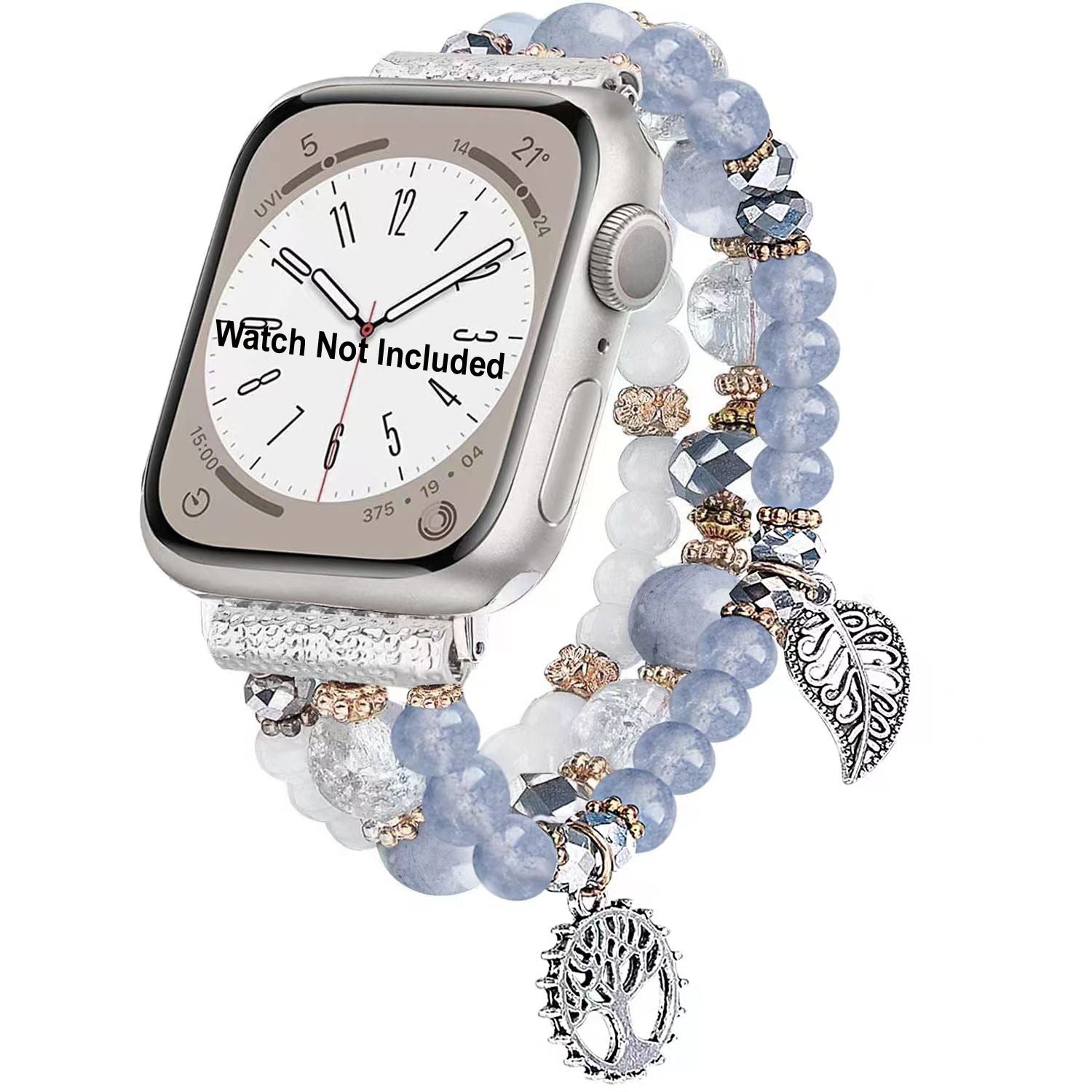 Zitel Band for Apple Watch 42mm(Series 10) 41mm 40mm 38mm Beaded Strap for Women Girls - Blue Leaf