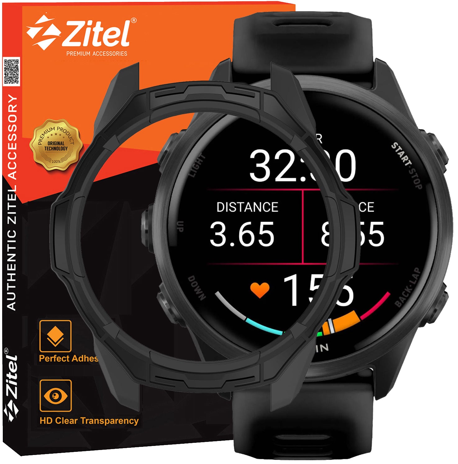 Zitel Case for Garmin Forerunner 570 42mm Bumper Cover - Black