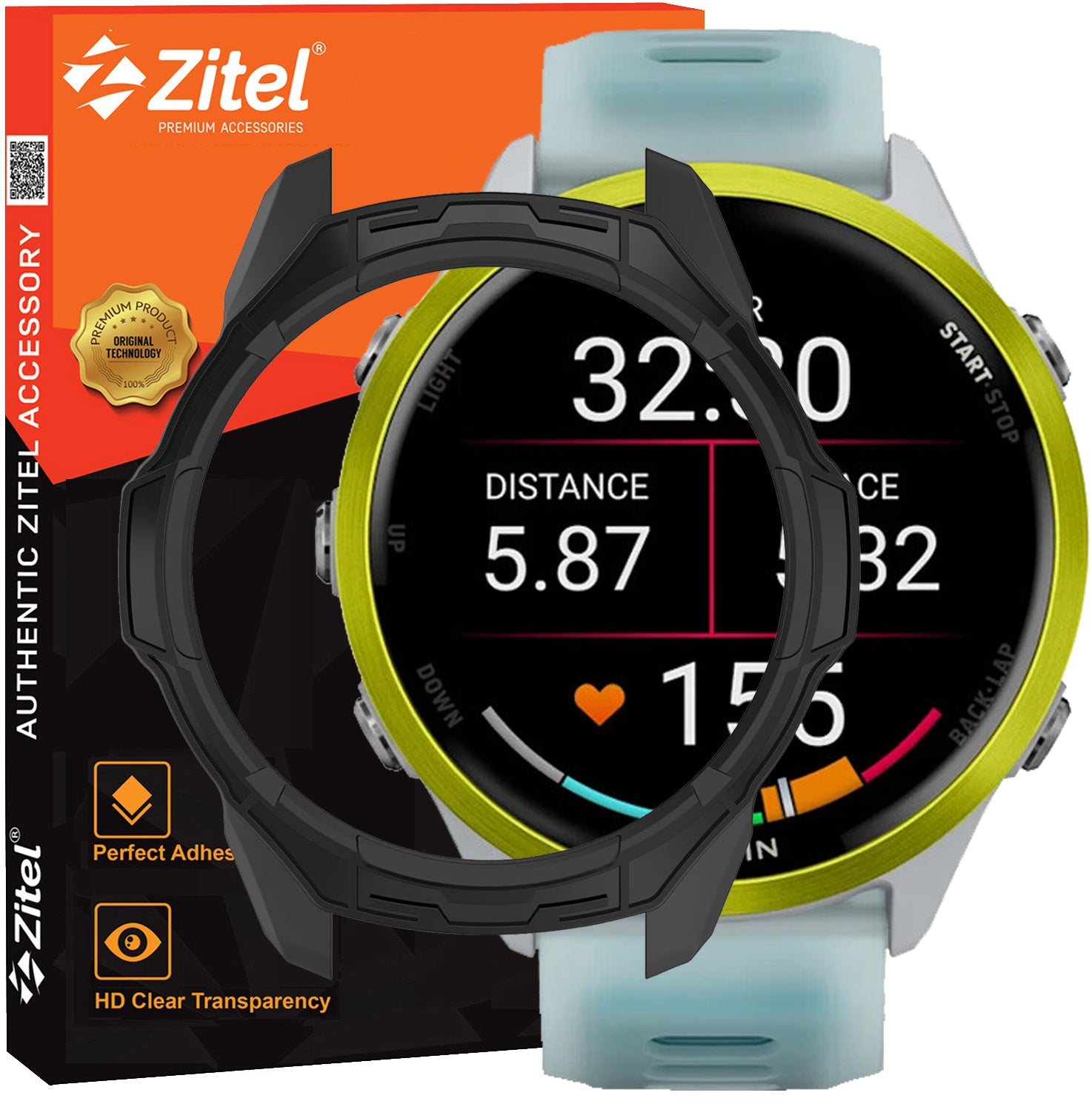 Zitel Case for Garmin Forerunner 970/Forerunner 570 47mm Bumper Cover - Black