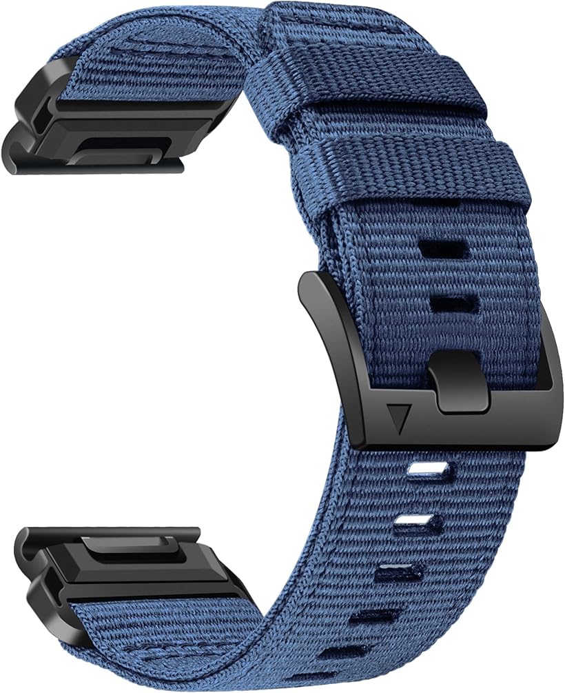 Zitel Band for Garmin Fenix 8 AMOLED 47mm, Fenix E/7/7 Pro, 6/6 Pro, Forerunner 970/965/955, Rugged Nylon 22mm wide Sport Strap - Blue