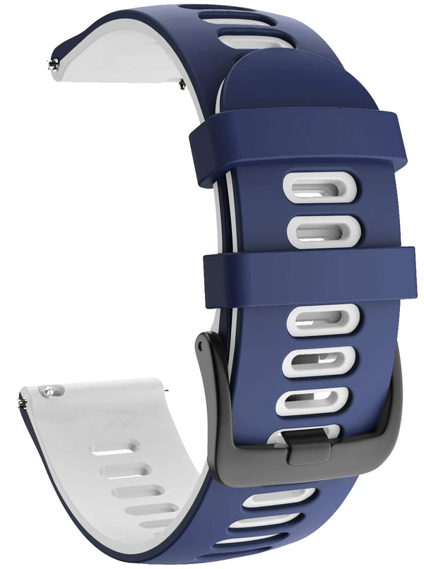 Zitel Band for Garmin Vivoactive 4 45mm / Venu 2 45mm, Realme Watch S, S Pro, MI Revolve Watch, 22mm Silicone Strap - Blue/White