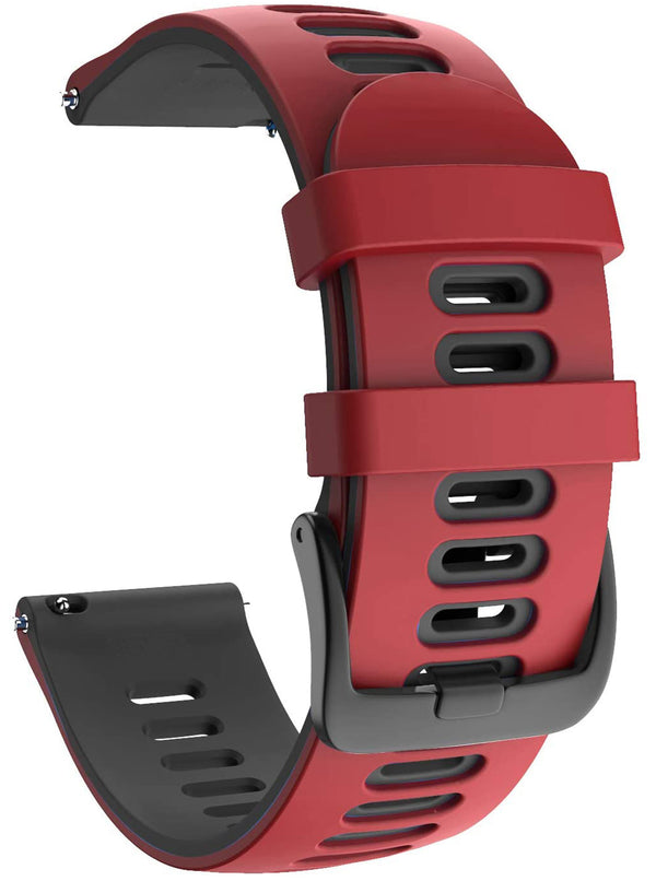 Zitel Band for Garmin Forerunner 245/245 Music, 645/645 Music, 55/158, Vivoactive 3, Venu Sq, 20mm Straps - Red/Black