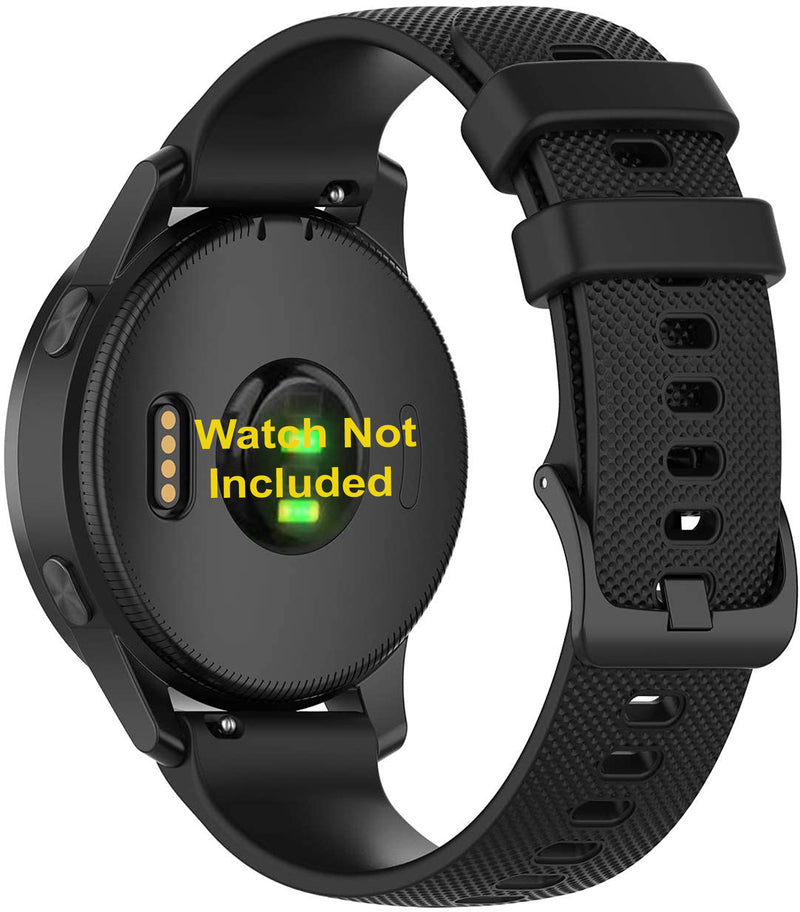 Zitel Band for Garmin Forerunner 245/245 Music, 645/645 Music, 55/158, Vivoactive 3, Venu Sq, 20mm Straps - Black
