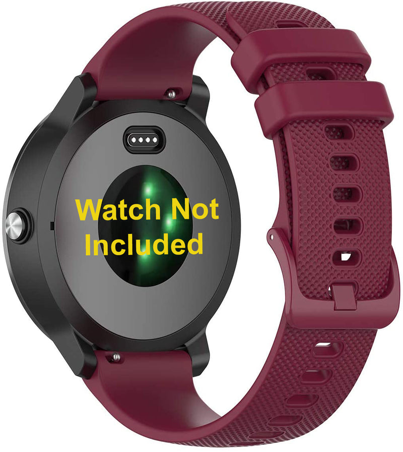 Zitel Band for Garmin Forerunner 245/245 Music, 645/645 Music, 55/158, Vivoactive 3, Venu Sq, 20mm Straps - Wine Red