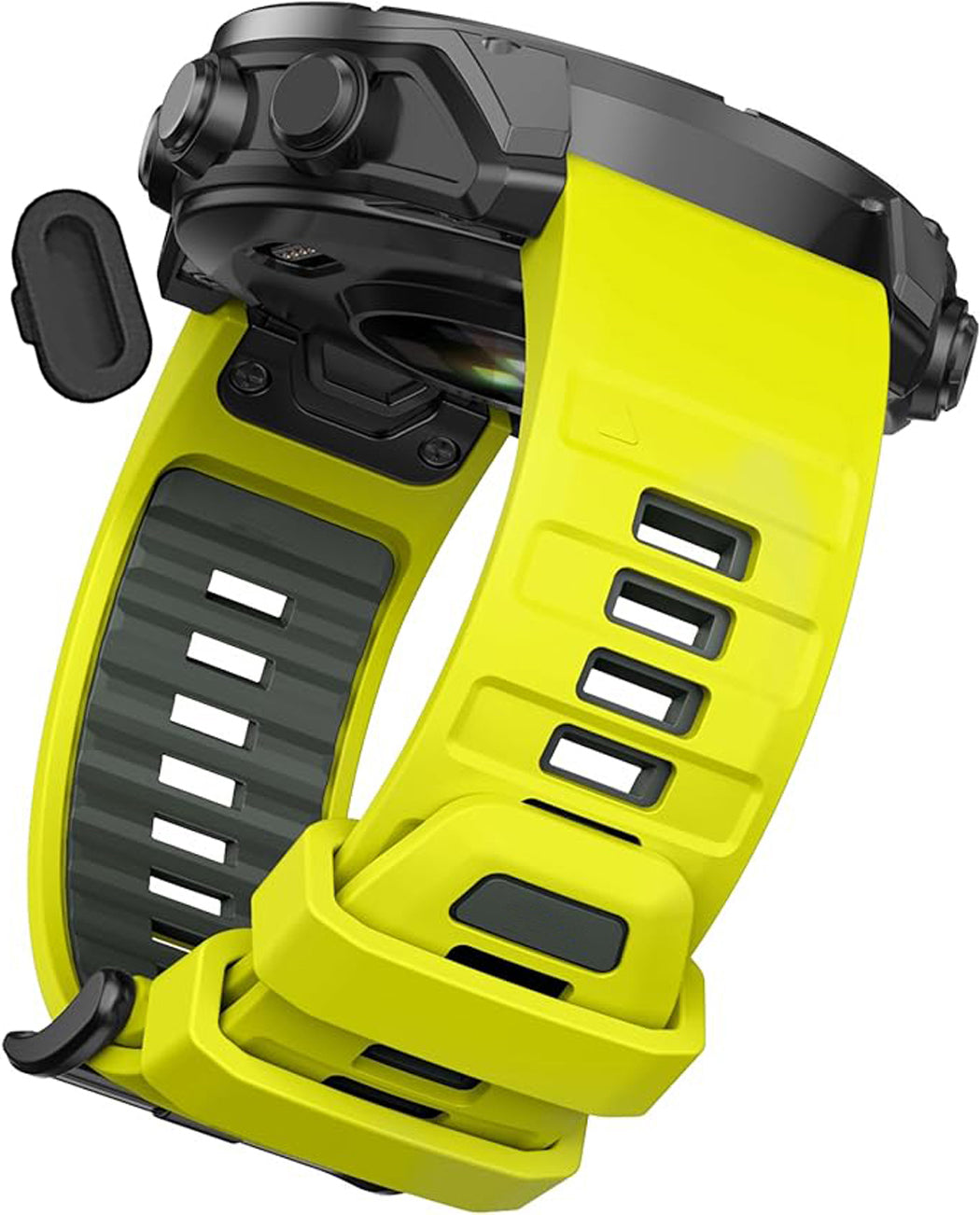 Zitel Band for Fenix 8 AMOLED 51mm, 7X/7X Pro, 6X/6X Pro, 5X/5X Plus, 3/3 HR, MK1/2i/3i, Enduro 3/2, 26mm Sport Strap - Lime Green & Gray