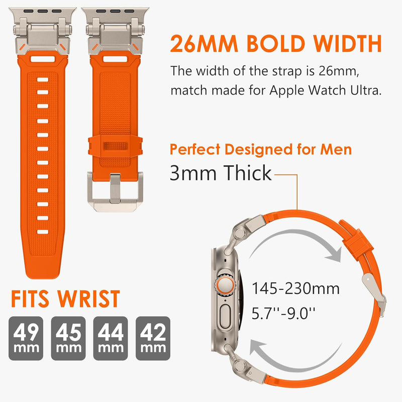 Zitel Band for Apple Watch Ultra 2 / Ultra 49/45/44/42mm Metal Connector Sport Strap - Orange