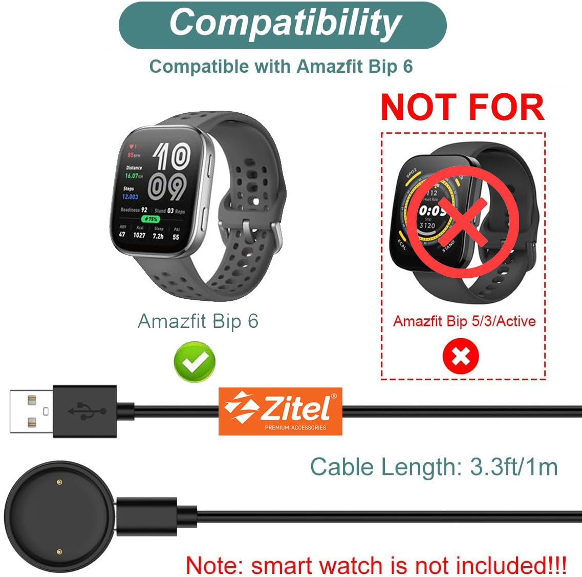 Zitel Charging for Amazfit Bip 6 Smart Watch 46mm