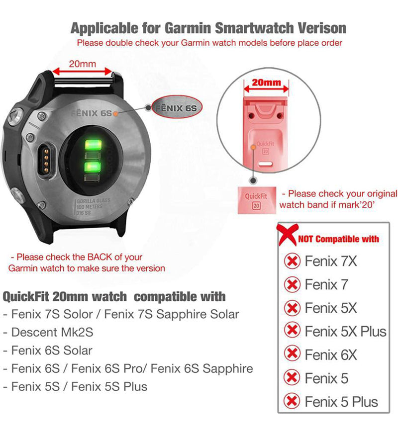 Zitel Band for Garmin Fenix 20mm Strap for Fenix 6S/6S Pro, Fenix 5S/5S Plus, Fenix 7S, D2 Delta S Smartwatch (Army green)